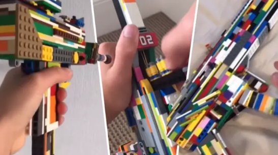 Here's how reloading a gun made of LEGO looks